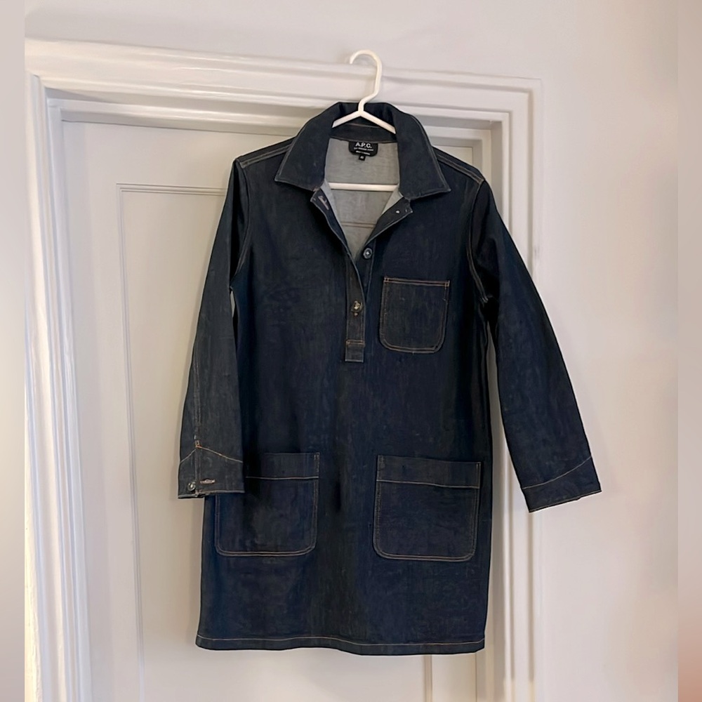 Women’s A.P.C. Aurelia Dark Indigo Denim Mini Shirt Dress